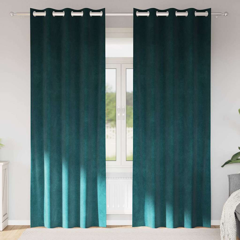Tende con tende 2 pcs Verde Scuro 140 x 260 cm Velluto 4107212