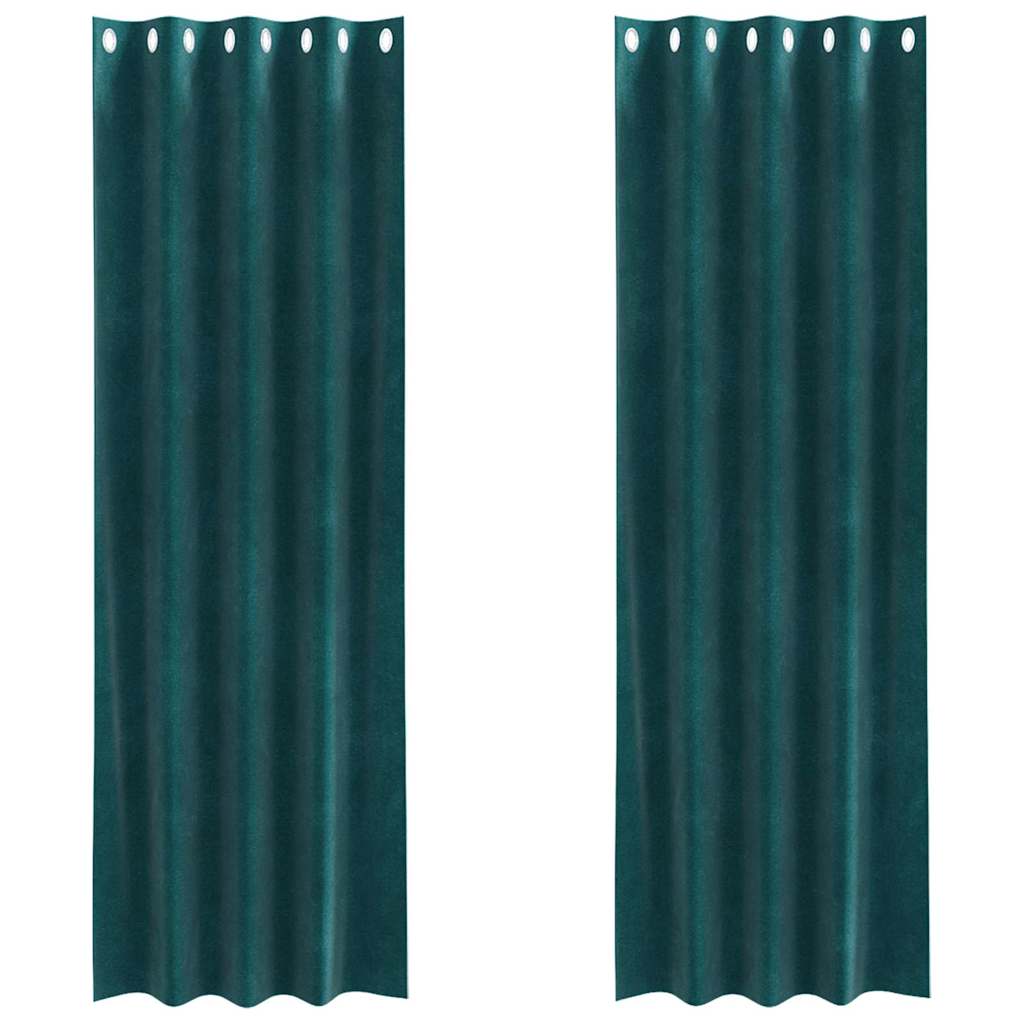 Tende con tende 2 pcs Verde Scuro 140 x 260 cm Velluto 4107212