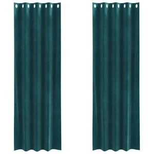 Tende con tende 2 pcs Verde Scuro 140 x 260 cm Velluto 4107212