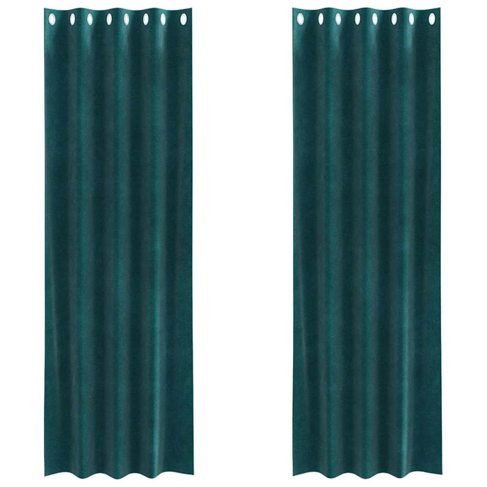 Tende con tende 2 pcs Verde Scuro 140 x 260 cm Velluto 4107212