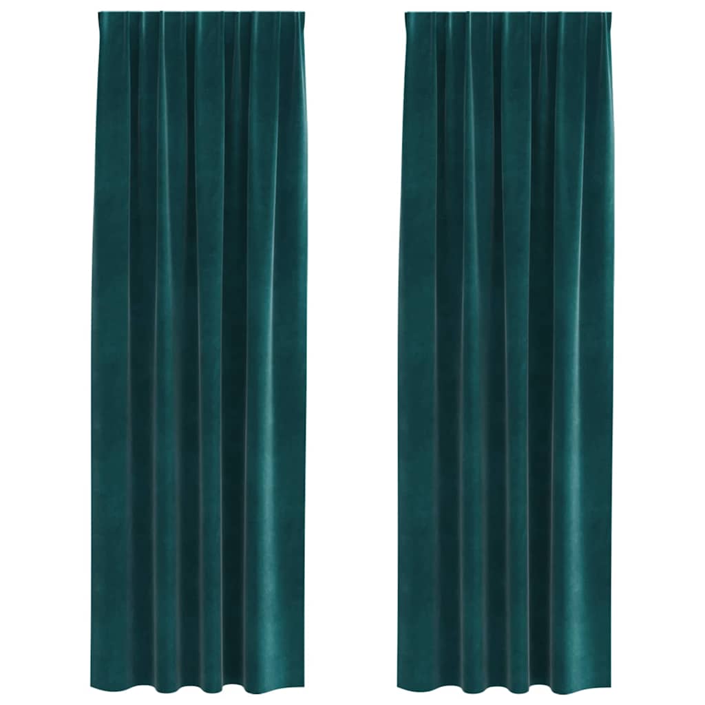 Tende con tende 2 pcs Verde scuro 140 x 245 cm Velluto 4107216