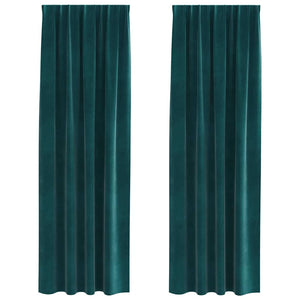 Tende con tende 2 pcs Verde scuro 140 x 245 cm Velluto 4107216