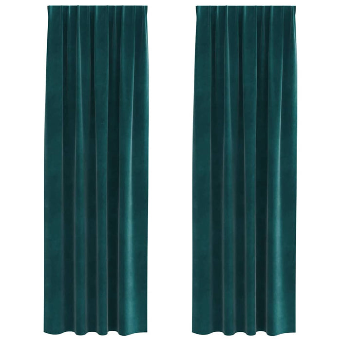 Tende con tende 2 pcs Verde scuro 140 x 245 cm Velluto 4107216