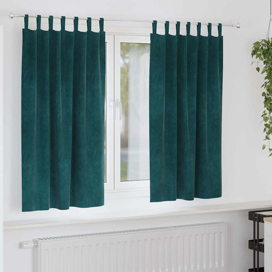 Tende con tende 2 pcs Verde scuro 140 x 175 cm Velluto 4107219