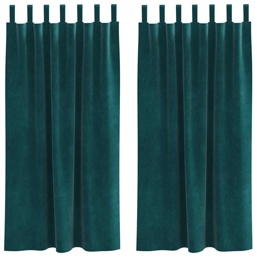 Tende con tende 2 pcs Verde scuro 140 x 175 cm Velluto 4107219