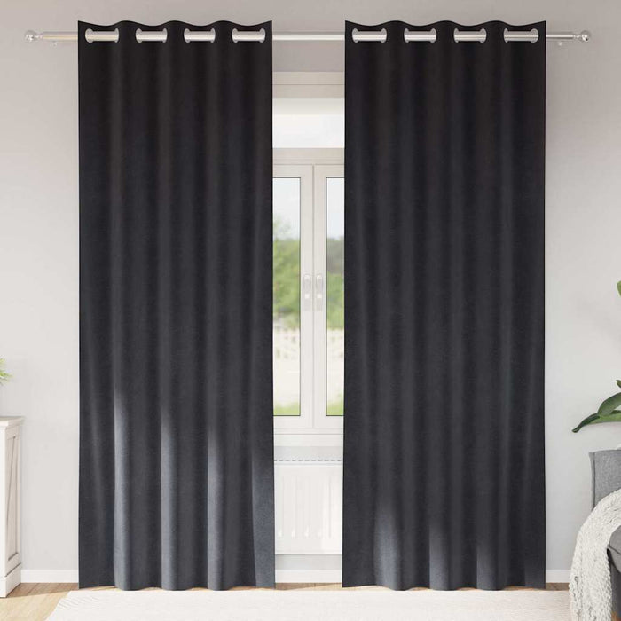 Tende con tende 2 pcs Grigio scuro 140 x 245 cm Velluto 4107226