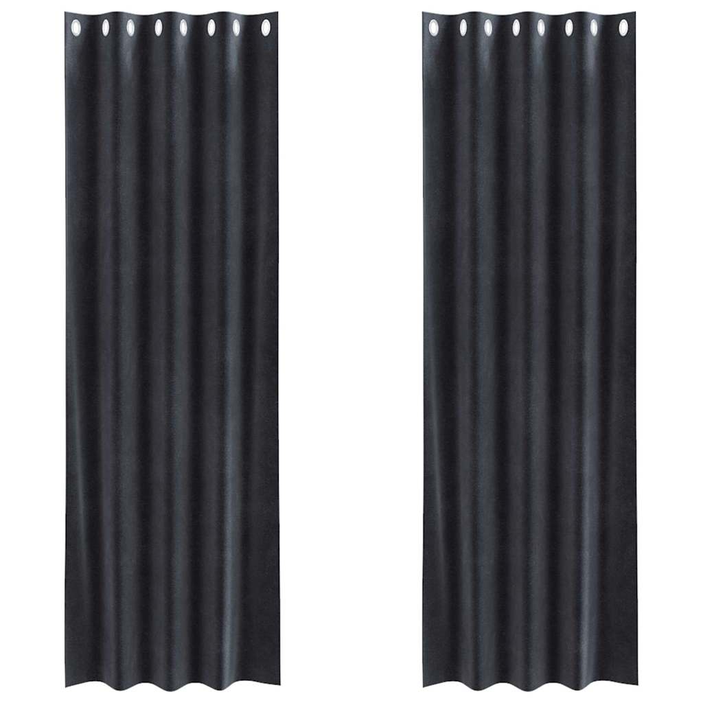 Tende con tende 2 pcs Grigio scuro 140 x 245 cm Velluto 4107226