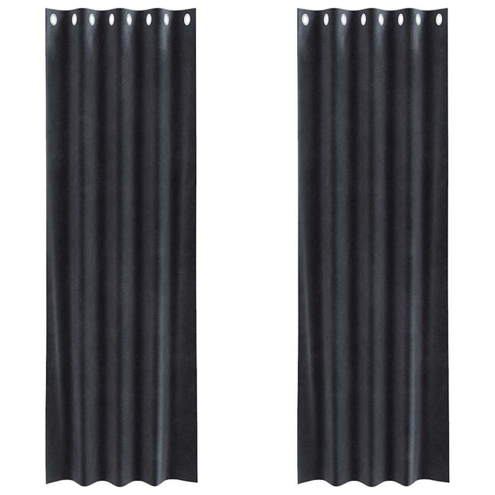 Tende con tende 2 pcs Grigio scuro 140 x 245 cm Velluto 4107226