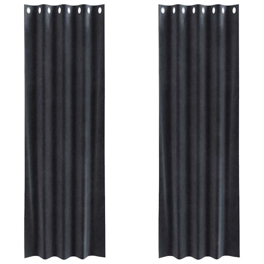 Tende con tende 2 pcs Grigio scuro 140 x 260 cm Velluto 4107227