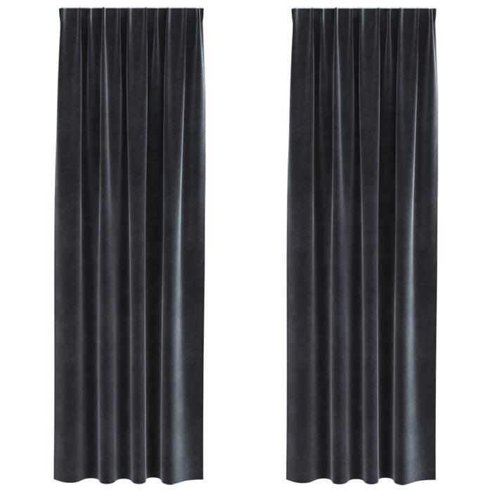 Tende oscuranti 2 pcs Grigio scuro 140 x 225 cm Velluto 4107230