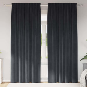Tende con tende 2 pcs Grigio scuro 140 x 245 cm Velluto 4107231
