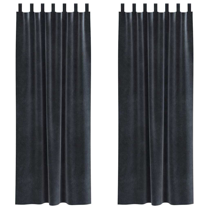 Tende con tende 2 pcs Grigio scuro 140 x 225 cm Velluto 4107235