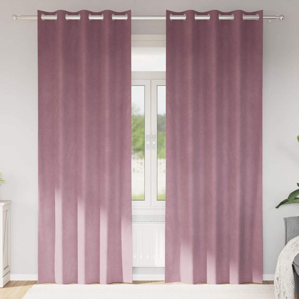 Tende con tende 2 pcs Rosa scuro 140 x 245 cm Velluto 4107241
