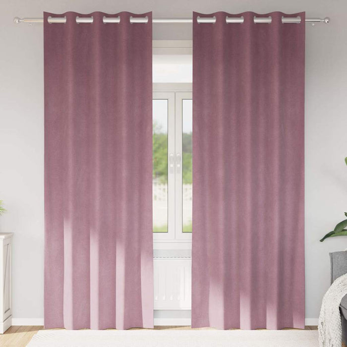Tende con tende 2 pcs Rosa scuro 140 x 245 cm Velluto 4107241