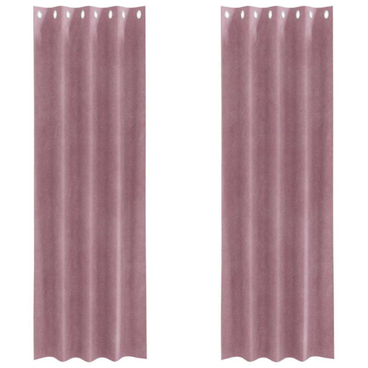 Tende con tende 2 pcs Rosa scuro 140 x 245 cm Velluto 4107241