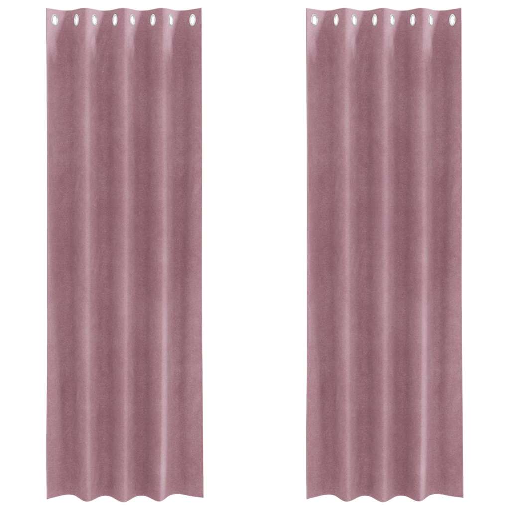 Tende con tende 2 pcs Rosa scuro 140 x 260 cm Velluto 4107242