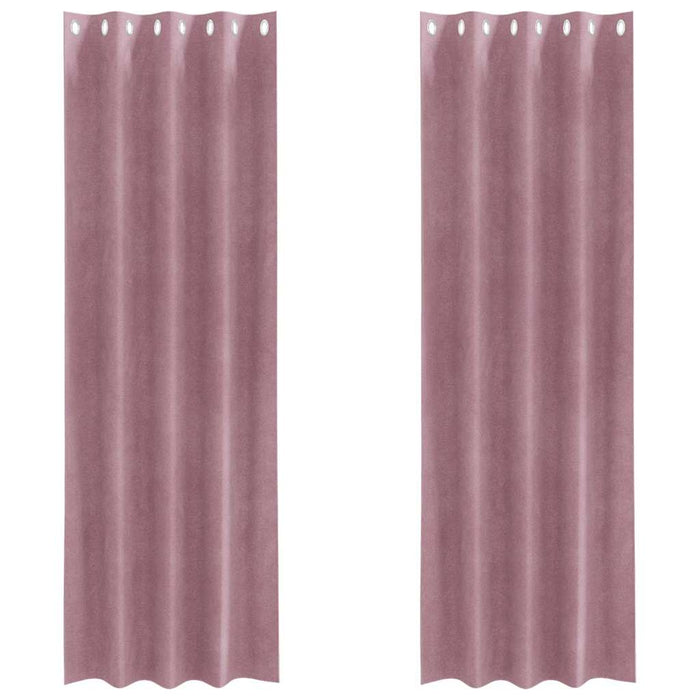 Tende con tende 2 pcs Rosa scuro 140 x 260 cm Velluto 4107242