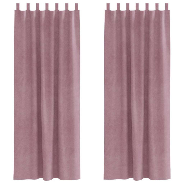 Tende con tende 2 pcs Rosa scuro 140 x 245 cm Velluto 4107251