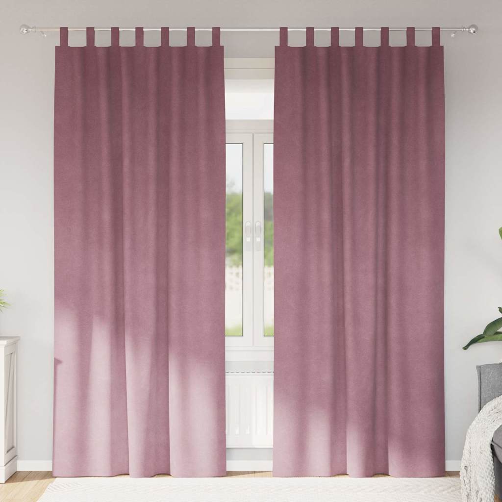 Tende con tende 2 pcs Rosa scuro 140 x 260 cm Velluto 4107252