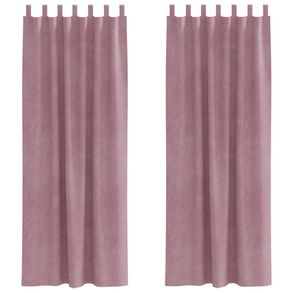 Tende con tende 2 pcs Rosa scuro 140 x 260 cm Velluto 4107252