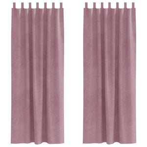 Tende con tende 2 pcs Rosa scuro 140 x 260 cm Velluto 4107252