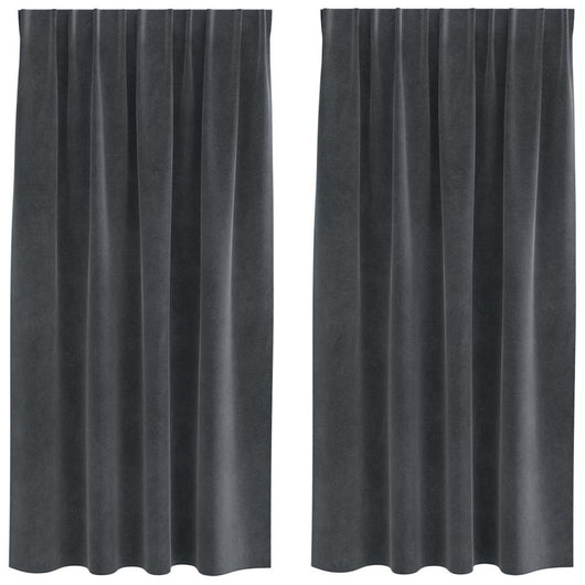 Tende con tende 2 pcs Grigio chiaro 140 x 175 cm Velluto 4107259