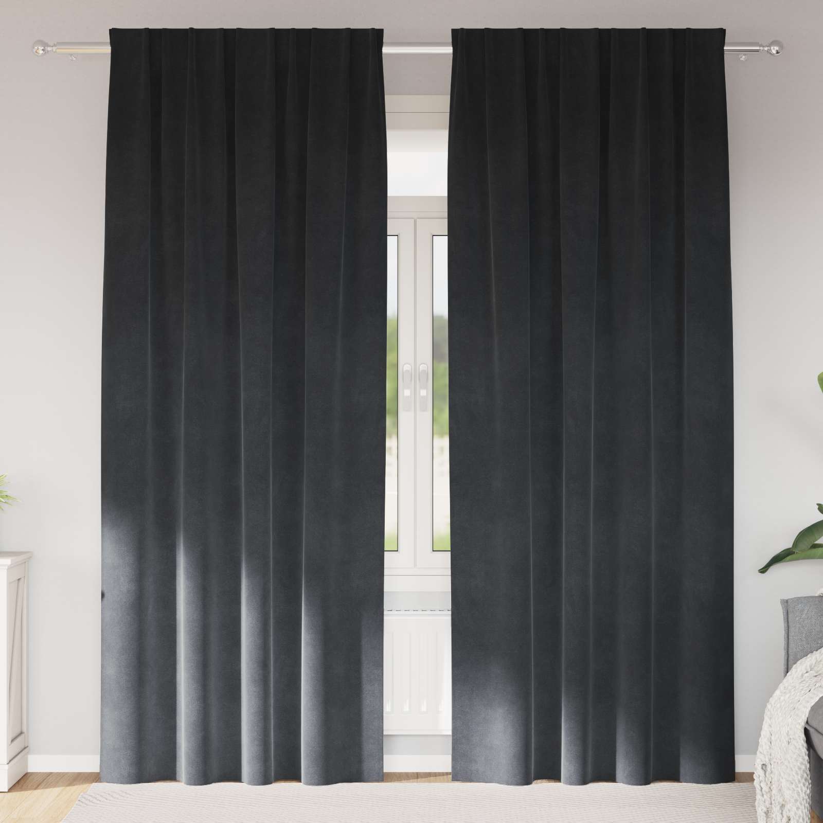 Tende oscuranti 2 pcs Grigio chiaro 140 x 225 cm Velluto 4107260