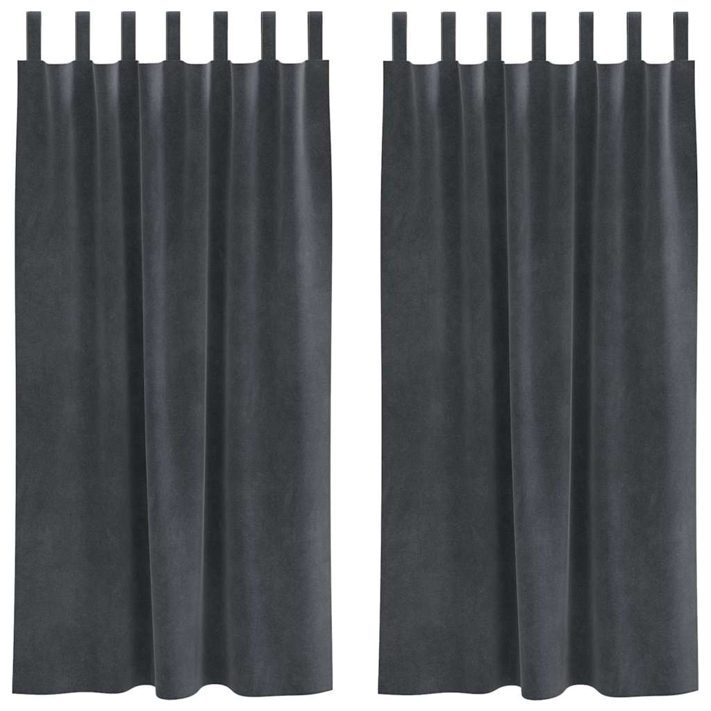 Tende con tende 2 pcs Grigio chiaro 140 x 175 cm Velluto 4107264