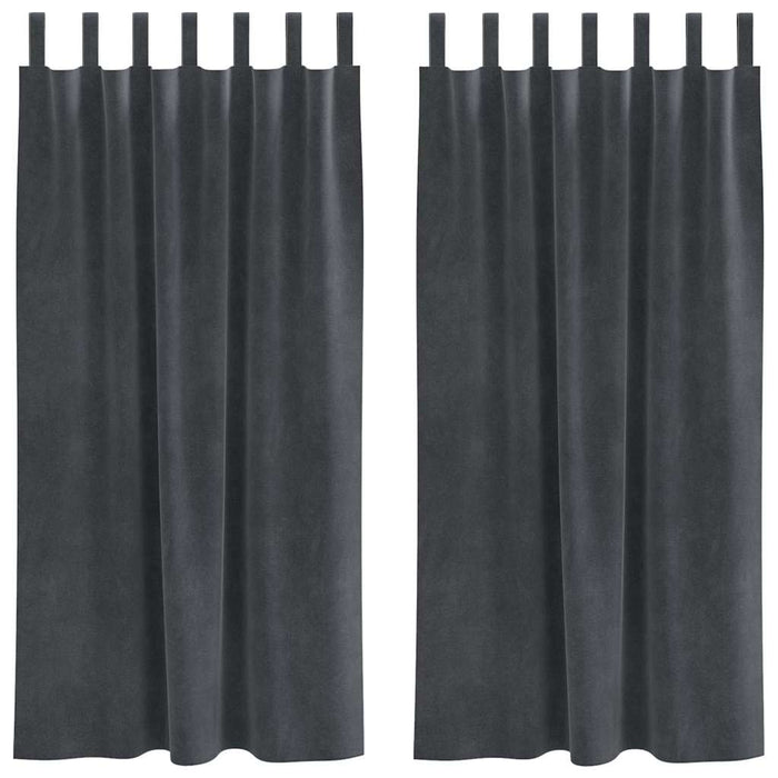 Tende con tende 2 pcs Grigio chiaro 140 x 175 cm Velluto 4107264