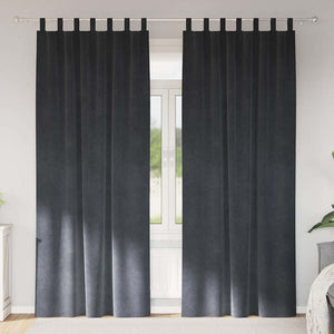 Tende con tende 2 pcs Grigio chiaro 140 x 225 cm Velluto 4107265