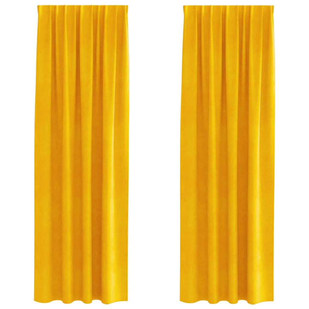 Tende con tende 2 pcs giallo senape 140 x 260 cm Velluto 4107277