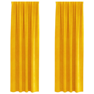 Tende con tende 2 pcs giallo senape 140 x 260 cm Velluto 4107277