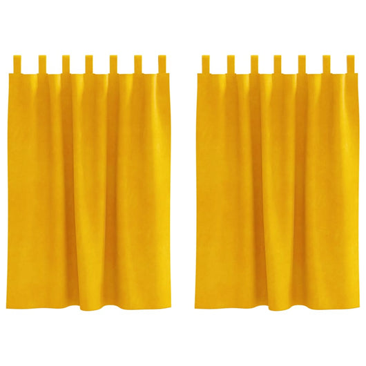 Tende con tende 2 pcs giallo senape 140 x 140 cm Velluto 4107278