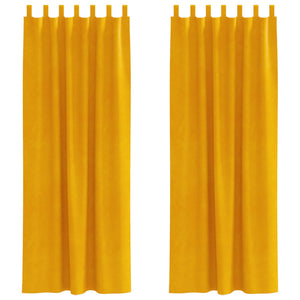 Tende oscuranti 2 pcs Giallo senape 140 x 245 cm Velluto 4107281
