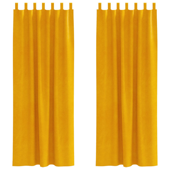 Tende oscuranti 2 pcs Giallo senape 140 x 245 cm Velluto 4107281