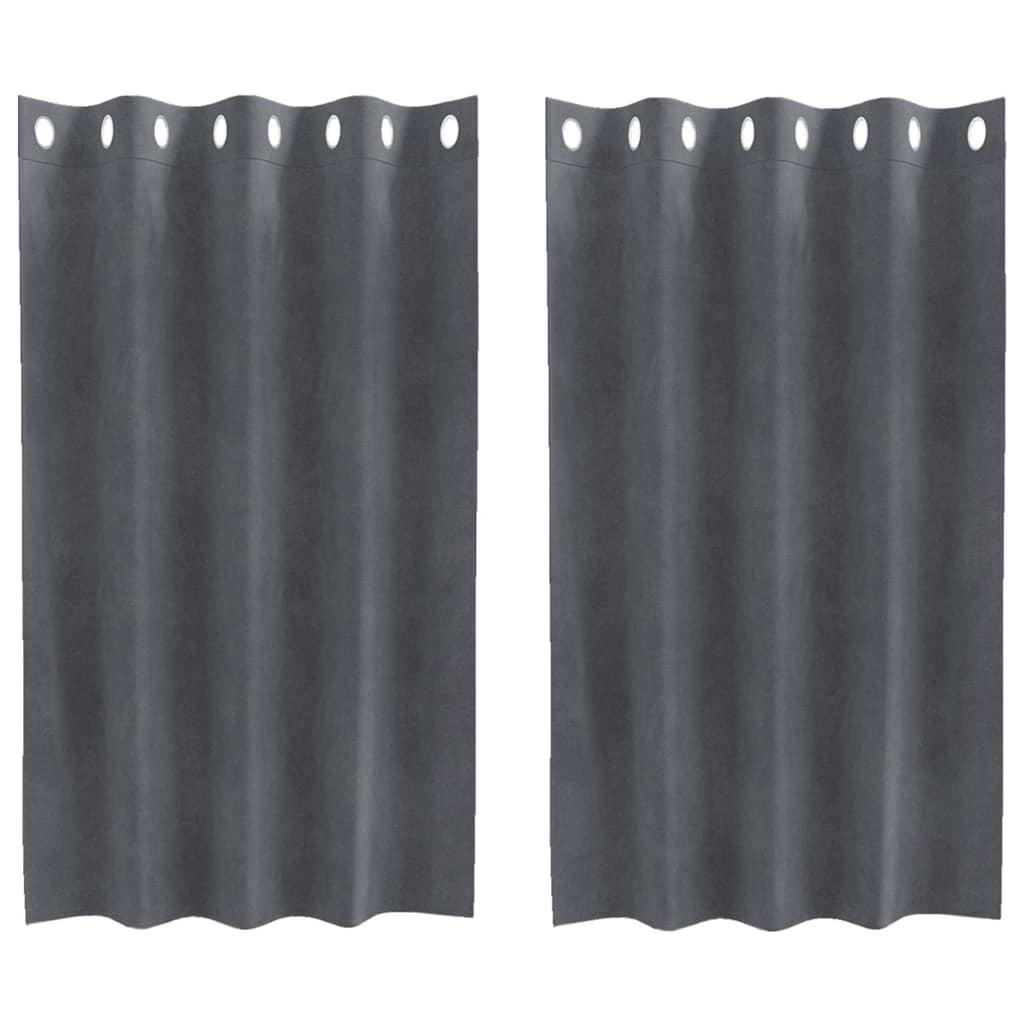 Tende con tende 2 pcs Grigio chiaro 140 x 140 cm Velluto 4107283
