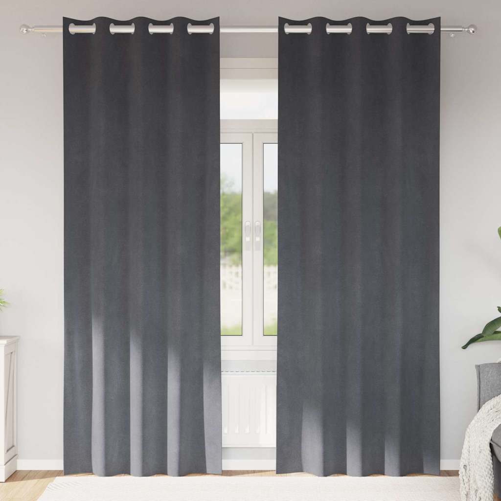 Tende con tende 2 pcs Grigio chiaro 140 x 260 cm Velluto 4107287