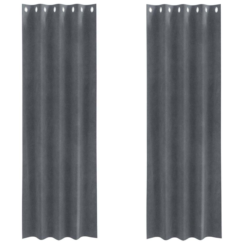 Tende con tende 2 pcs Grigio chiaro 140 x 260 cm Velluto 4107287
