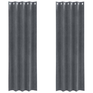 Tende con tende 2 pcs Grigio chiaro 140 x 260 cm Velluto 4107287