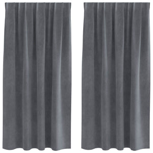 Tende oscuranti 2 pcs Grigio chiaro 140 x 175 cm Velluto 4107289