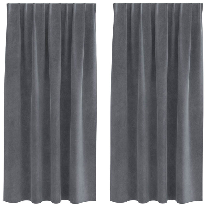 Tende oscuranti 2 pcs Grigio chiaro 140 x 175 cm Velluto 4107289