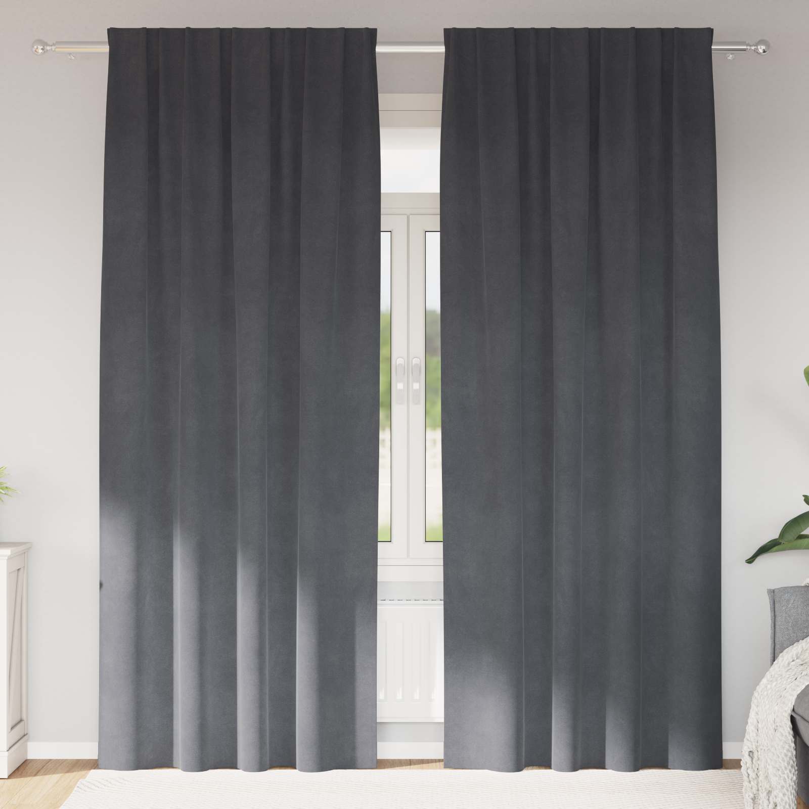 Tende oscuranti 2 pcs Grigio chiaro 140 x 225 cm Velluto 4107290