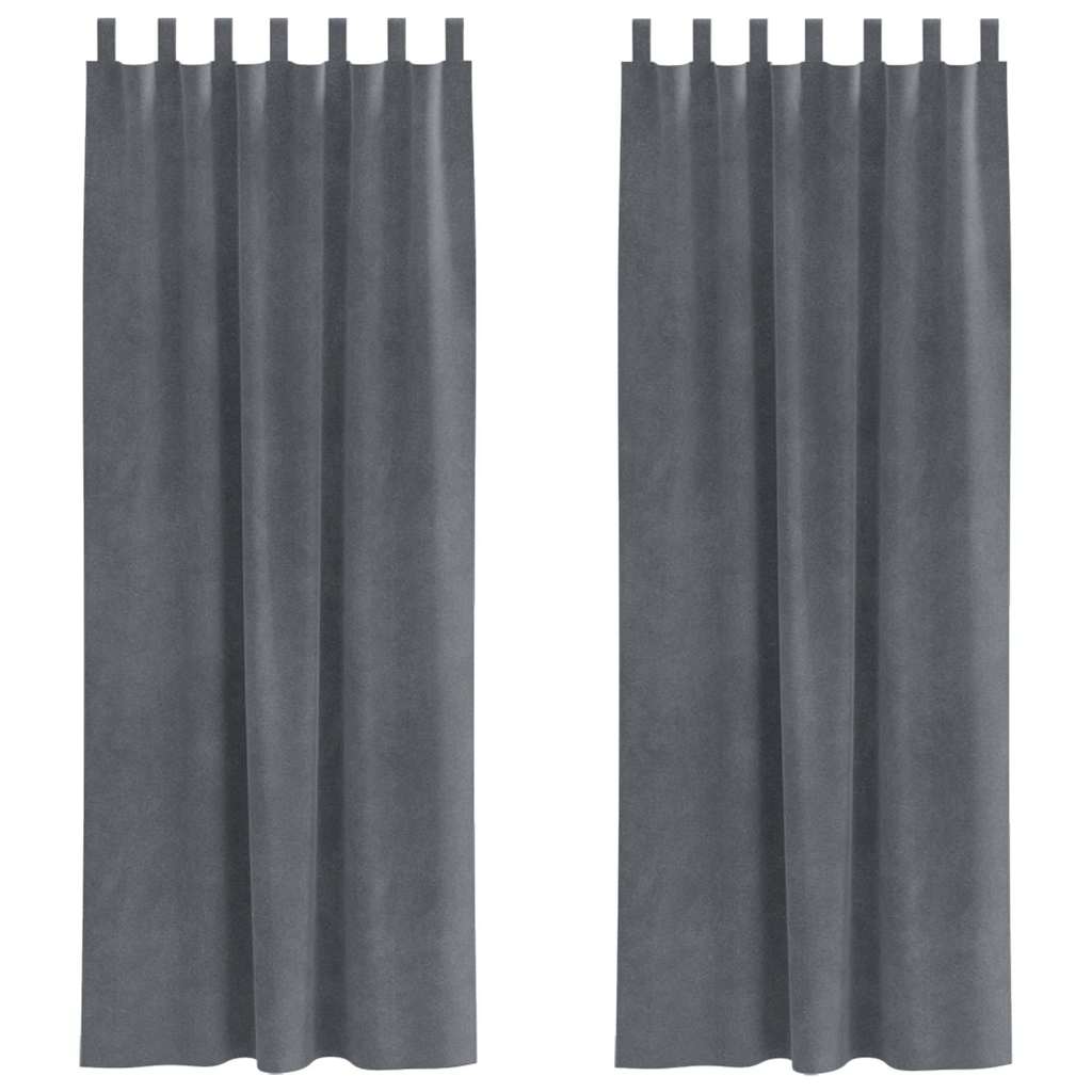 Tende con tende 2 pcs Grigio chiaro 140 x 245 cm Velluto 4107296