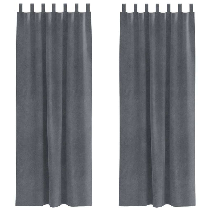 Tende con tende 2 pcs Grigio chiaro 140 x 245 cm Velluto 4107296