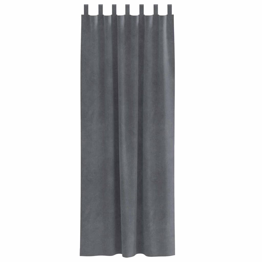 Tende con tende 2 pcs Grigio chiaro 140 x 245 cm Velluto 4107296