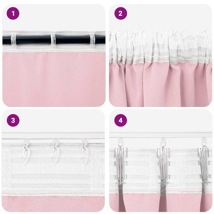 vidaXL Tende con tende 2 pcs Rosa Baby Poliestere
