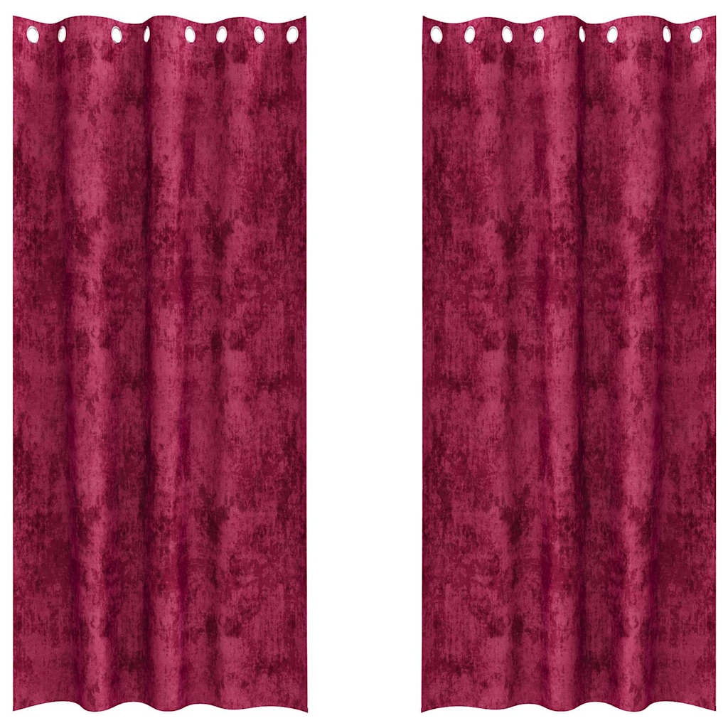 Tenda con tende 2 pcs Rosso Vino 260 x 140 cm Velluto 4107647