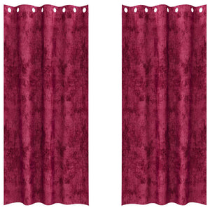 Tenda con tende 2 pcs Rosso Vino 260 x 140 cm Velluto 4107647