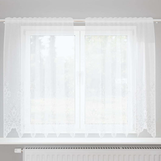 vidaXL Tende con tende Floreale Bianco 150 x 180 cm Poliestere