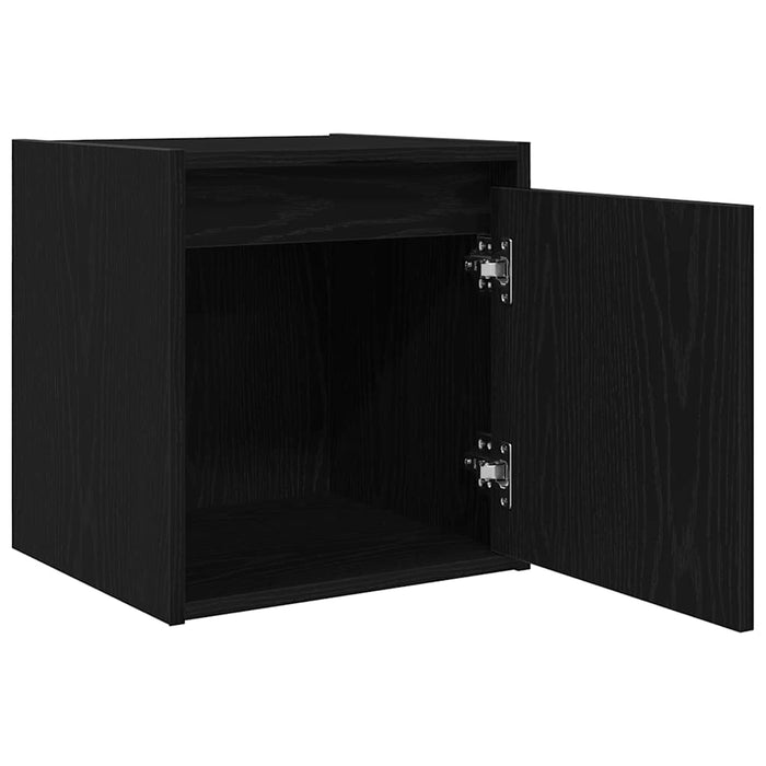 Comodini a Muro 2 pz-Set di 2 Tavolino da notte Rovere Nero 38x34x40 cm
